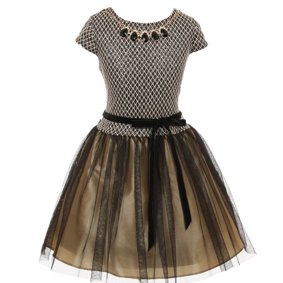 Short Sleeve Tulle Holiday Party Christmas Flower Girl Dress Sale Kids Toddler - Picture 1 of 6